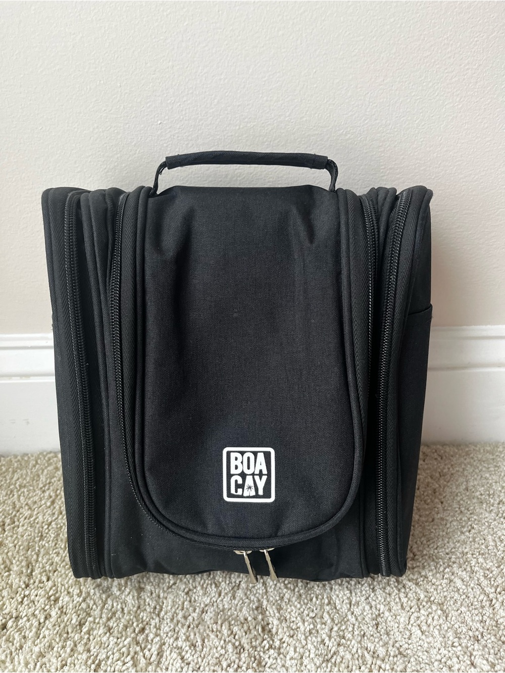 Black Travel Toiletry Bag with Hanging Hook